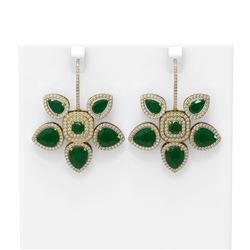 31.28 ctw Emerald Diamond Earrings 18K Yellow Gold