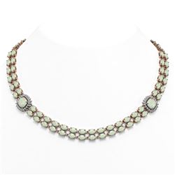 32.21 ctw Opal & Diamond Necklace 14K Rose Gold
