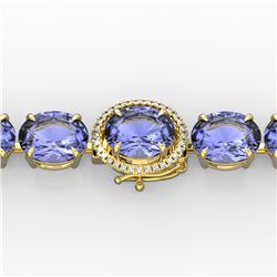 75 ctw Tanzanite & Micro VS/SI Diamond Bracelet 14k Yellow Gold