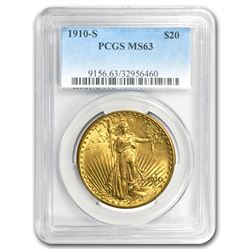 1910-S $20 Saint-Gaudens Gold Double Eagle MS-63 PCGS