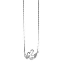 14k White Gold Diamond Swans Necklace - 18 in.