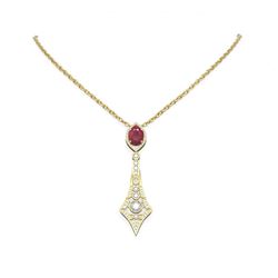 5.1 ctw Ruby & Diamond Necklace 18K Yellow Gold