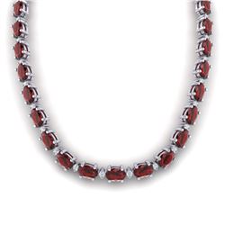 46.5 ctw Garnet & VS/SI Certified Diamond Eternity Necklace 10k White Gold