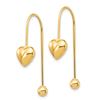 Image 2 : 14k Yellow Gold Puffed Heart w/Screw End Threader Earrings