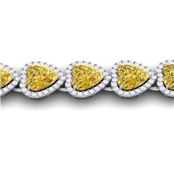 23 ctw Citrine & Micro Pave Bracelet Heart Halo 14k White Gold