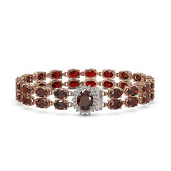 14.69 ctw Garnet & Diamond Bracelet 14K Rose Gold