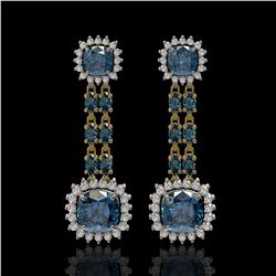 20.04 ctw London Topaz & Diamond Earrings 14K Yellow Gold