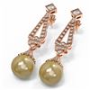 Image 3 : 1.55 ctw Diamond & Pearl Earrings 18K Rose Gold