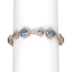 25.74 ctw Blue Topaz & Diamond Bracelet 18K Rose Gold