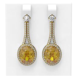 13.53 ctw Canary Citrine & Diamond Earrings 18K Yellow Gold