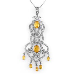 7.65 ctw Yellow Sapphire & Diamond Necklace 18k White Gold