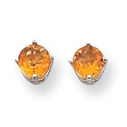 14k White Gold 5 mm Citrine Earrings
