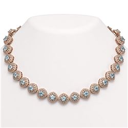 72.27 ctw Aquamarine & Diamond Victorian Necklace 14K Rose Gold