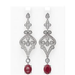 11.15 ctw Ruby & Diamond Earrings 18K White Gold