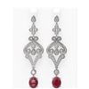 Image 1 : 11.15 ctw Ruby & Diamond Earrings 18K White Gold