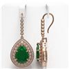 Image 2 : 31.74 ctw Certified Emerald & Diamond Victorian Earrings 14K Rose Gold