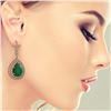 Image 3 : 31.74 ctw Certified Emerald & Diamond Victorian Earrings 14K Rose Gold