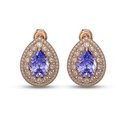 8.54 ctw Tanzanite & Diamond Victorian Earrings 14K Rose Gold