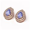Image 2 : 8.54 ctw Tanzanite & Diamond Victorian Earrings 14K Rose Gold