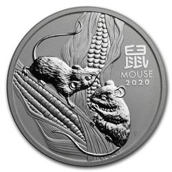 2020 Australia 2 oz Silver Lunar Mouse BU (Series III)