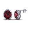 Image 2 : 20 ctw Garnet & Micro Pave VS/SI Diamond Earrings 18k White Gold