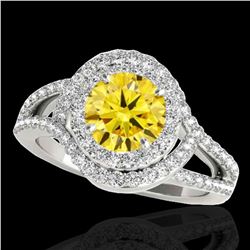 2.15 ctw Certified SI/I Fancy Intense Yellow Diamond Ring 10k White Gold
