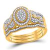 Image 1 : 10kt Yellow Gold Diamond Oval Cluster Milgrain 3-Piece Bridal Wedding Engagement Ring Band Set 3/8 C