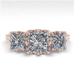 2 ctw Past Present Future VS/SI Princess Diamond Ring 18k Rose Gold