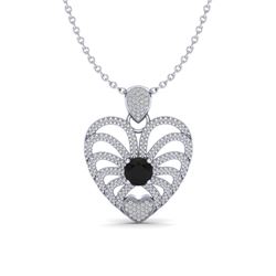3.50 ctw Black & White Micro Diamond Heart Necklace 14k White Gold