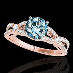 1.35 ctw SI Certified Fancy Blue Diamond Solitaire Ring 10k Rose Gold