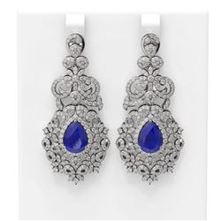 13.62 ctw Sapphire & Diamond Earrings 18K White Gold