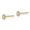 Image 2 : 14k Yellow Gold Round Cubic Zirconia Milgrain Bezel Post Earrings