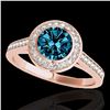 Image 2 : 1.3 ctw SI Certified Fancy Blue Diamond Solitaire Halo Ring 10k Rose Gold