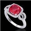 Image 2 : 3.15 ctw Ruby & Micro VS/SI Diamond Certified Ring 18k White Gold