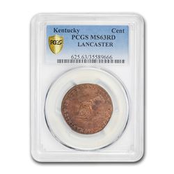 (1792-94) Kentucky Token Plain Edge MS-63 PCGS (RED)