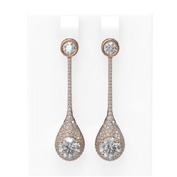 3.72 ctw Diamond Earrings 18K Rose Gold