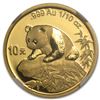 Image 2 : 1999 China 1/10 oz Gold Panda Large Date/Plain 1 MS-69 NGC