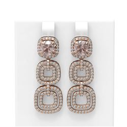 6.12 ctw Morganite & Diamond Earrings 18K Rose Gold
