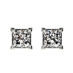 1 ctw Certified VS/SI Quality Princess Diamond Stud Earrings 10k White Gold