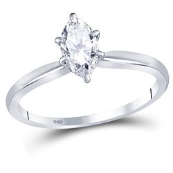 14kt White Gold Marquise Diamond Solitaire Bridal Wedding Engagement Ring 3/4 Cttw