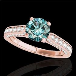 1.6 ctw SI Certified Fancy Blue Diamond Solitaire Ring 10k Rose Gold