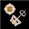 Image 3 : 2.75 ctw Intense Fancy Yellow Diamond Micro Pave Earrings 18k Rose Gold