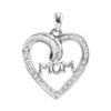 Image 1 : Sterling Silver Round Diamond Mom Mother Heart Pendant 1/10 Cttw