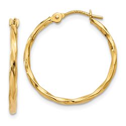 14k 15 mm Twist Hoop Earrings