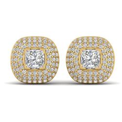 2 ctw Princess VS/SI Diamond Art Deco Micro Earrings 14k Yellow Gold