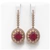 Image 1 : 17.22 ctw Certified Ruby & Diamond Victorian Earrings 14K Rose Gold