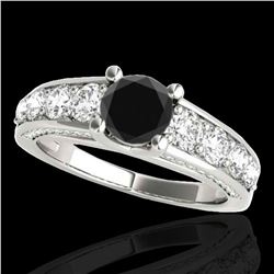 3.05 ctw Certified VS Black Diamond Solitaire Ring 10k White Gold