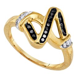 Sterling Silver Round Black Color Enhanced Diamond Fashion Ring 1/5 Cttw