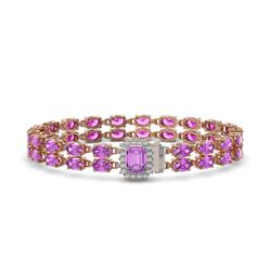 13.83 ctw Amethyst & Diamond Bracelet 14K Rose Gold