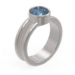 1.5 ctw Intense Blue Diamond Ring 18K White Gold